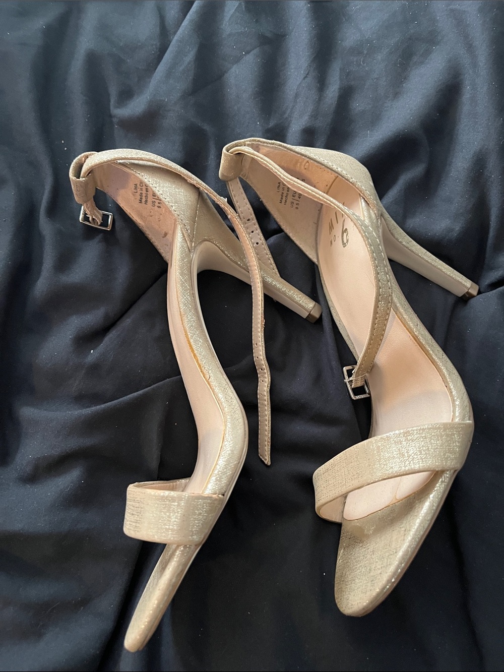 Mix No. 6 Metallic Gold Open-Toe Ankle-Strap Heels - Picture 2 of 4